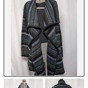 Kensie Striped Open Front Cardigan Sweater M/L